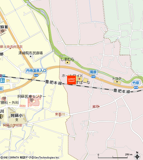 ホームワイド阿蘇店付近の地図